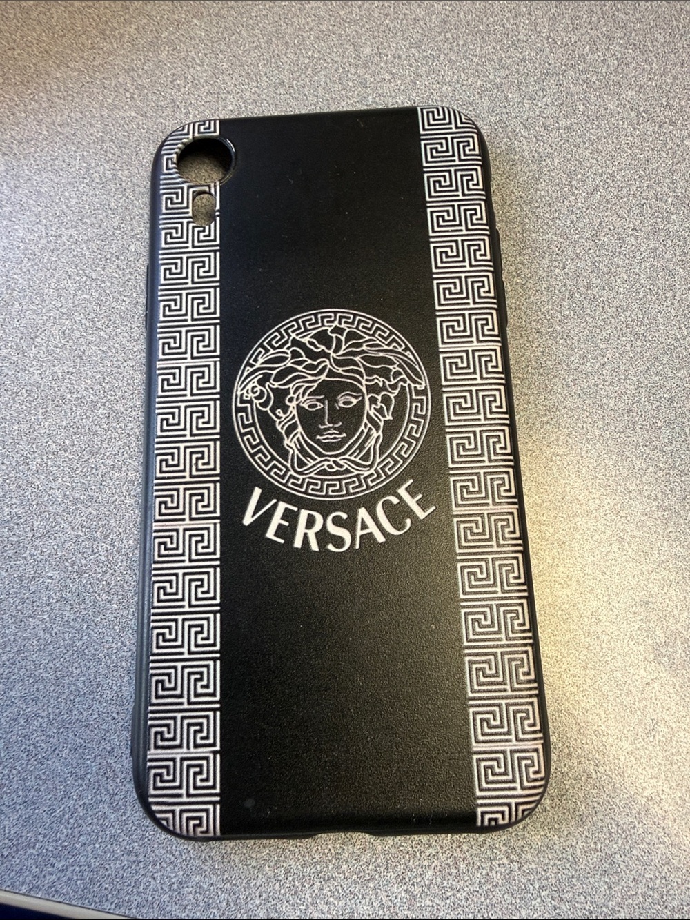 Versace Black and White Medusa Greek Key Slim Phone Case